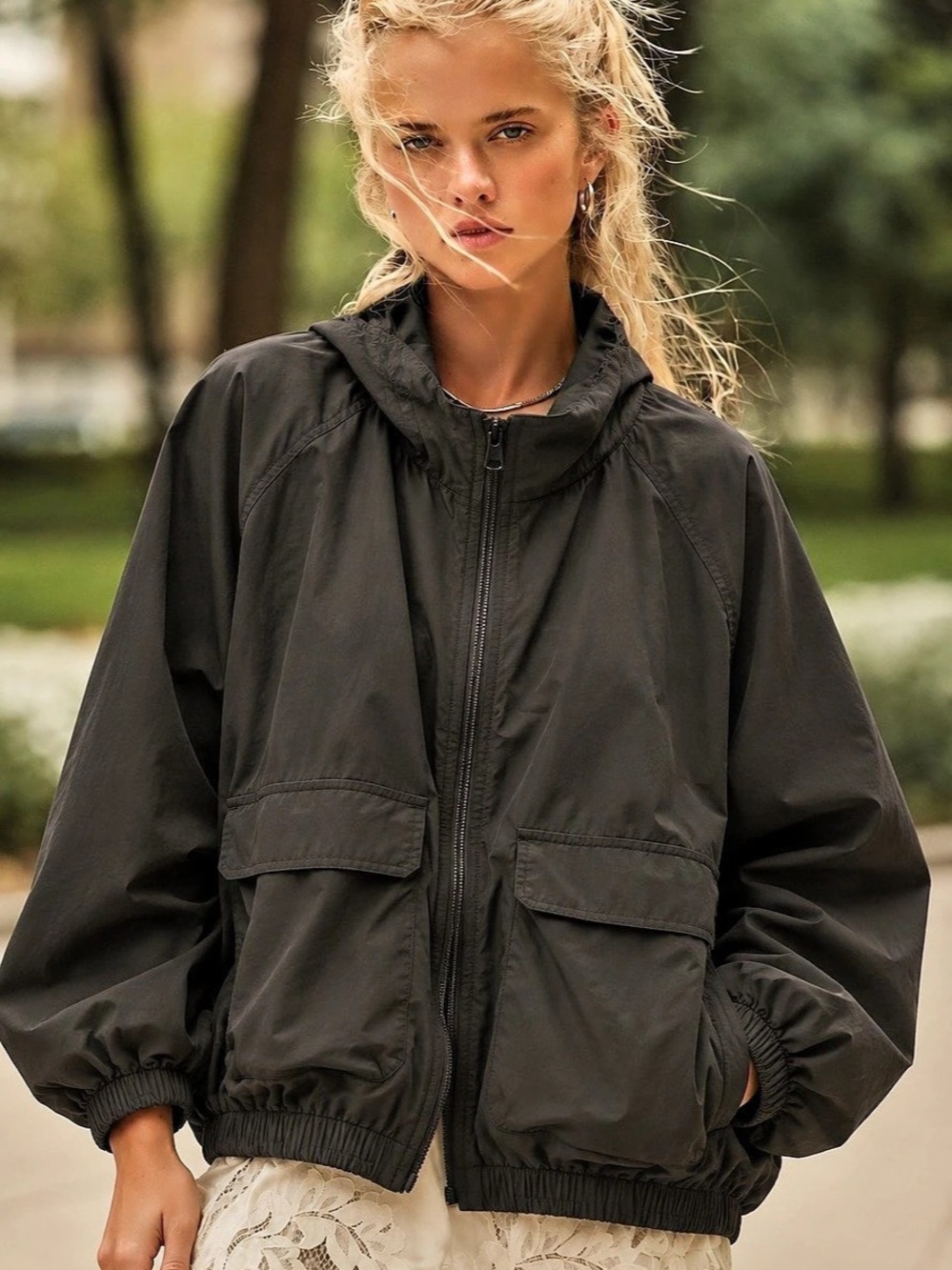 353. Old Navy StretchTech Loose Cropped Full-Zip Jacket Black 3X